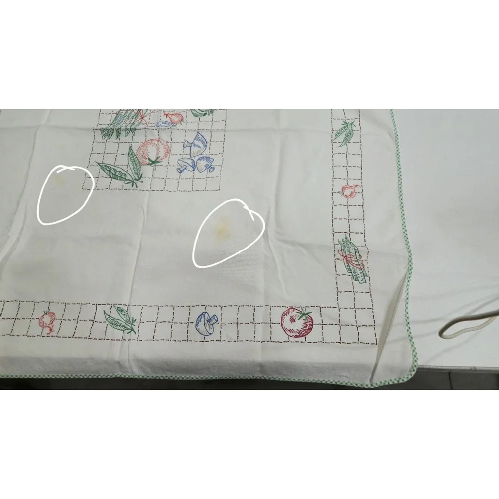 Vintage Embroidered Tablecloth Kitchen Fruit & Veggies 33